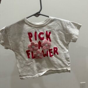 Zara Kids 18mo White and Pink Graphic T-Shirt flower